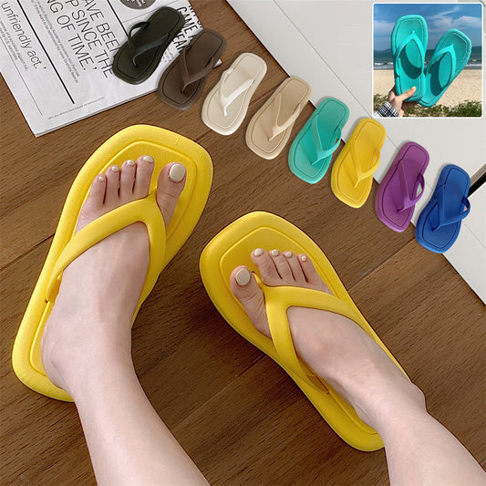 Tongs tendance de couleur unie pour femmes, tongs à semelle souple