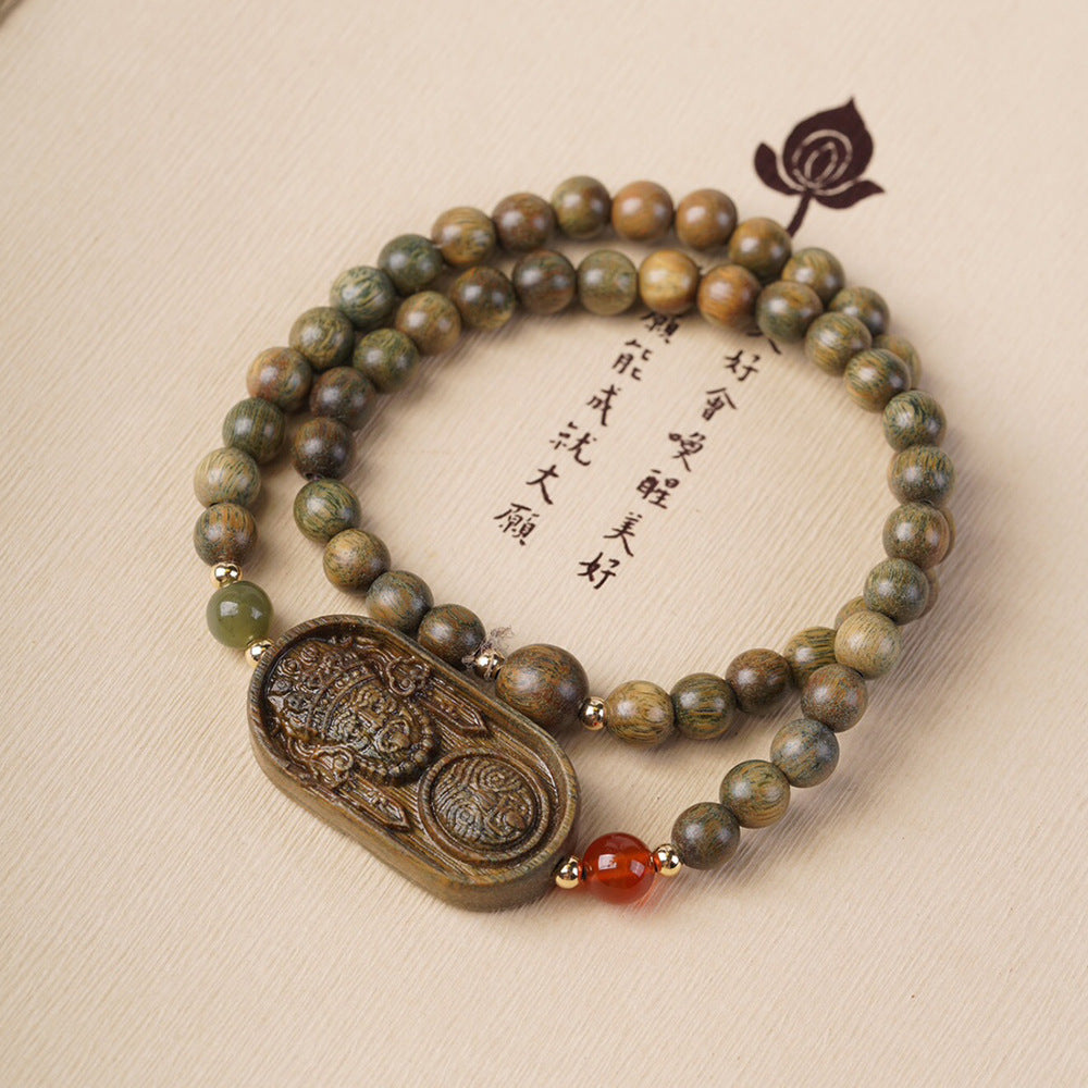 Bracelet à double anneau en bambou et bois de santal vert naturel à faire soi-même - LUXARAH