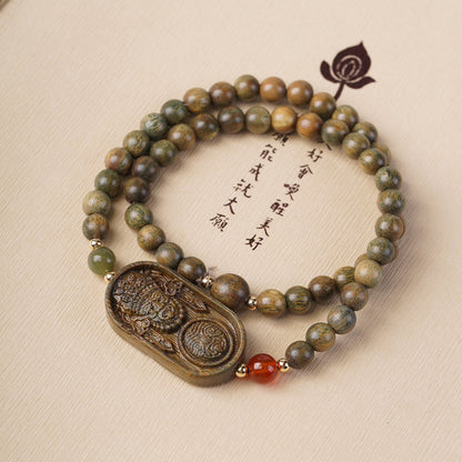 Bracelet à double anneau en bambou et bois de santal vert naturel à faire soi-même - LUXARAH