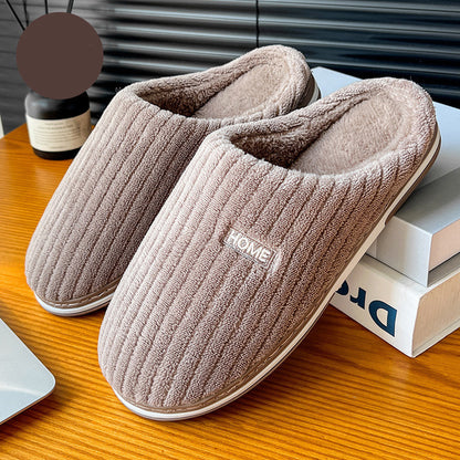 Chaussons d'hiver en coton, couleur unie, simples, antidérapants, chauds et en peluche, pour la maison, pour l'intérieur, pour couple et femmes - LUXARAH