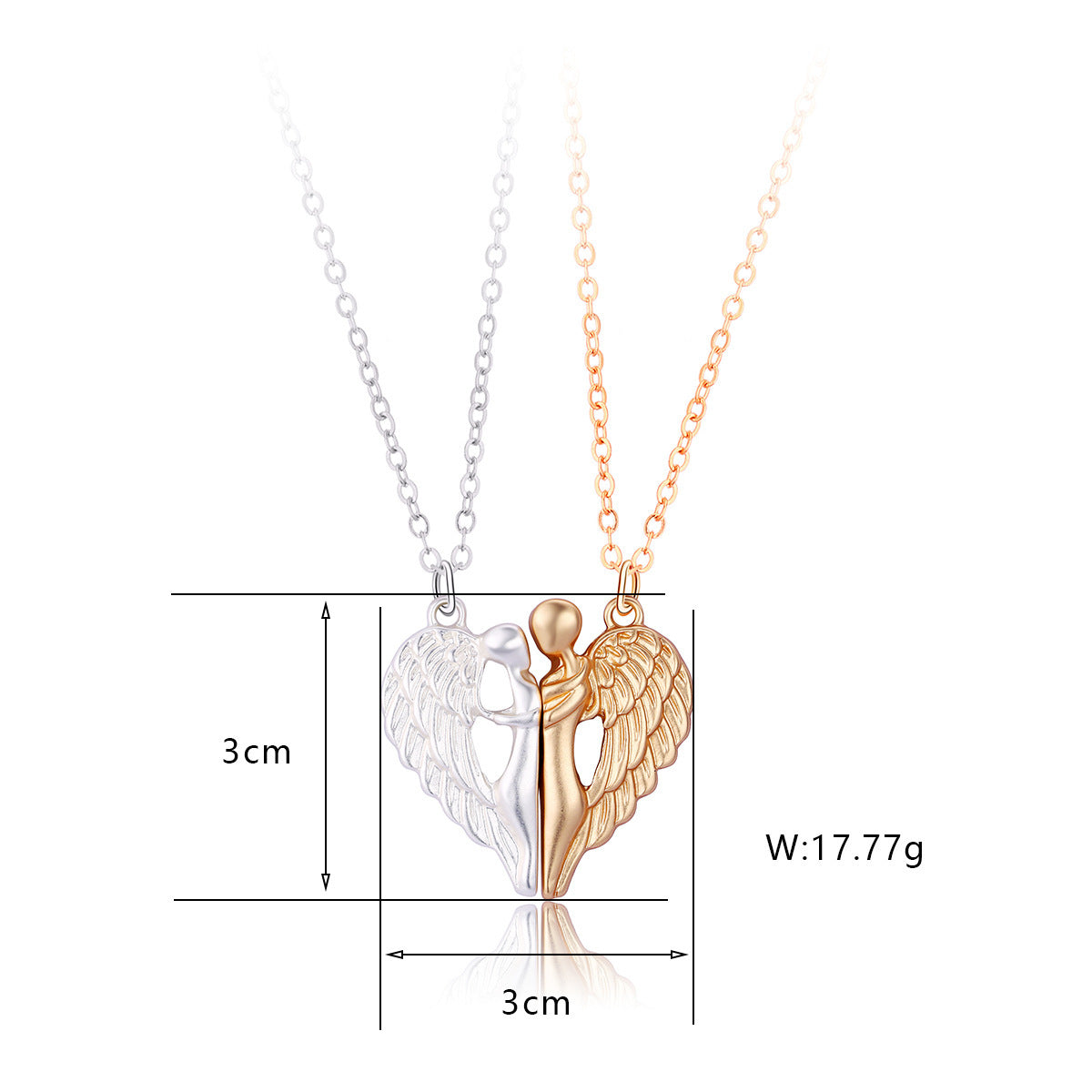 Dos nuevos collares magnéticos de alas de ángel en diferentes colores también se pueden usar como joyería para un buen amigo para conmemorar la amistad. 