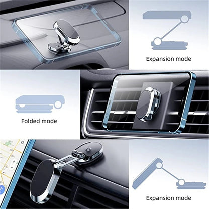 Support magnétique rotatif pour téléphone portable de voiture, pliable et universel, en métal, pour grille d'aération, GPS