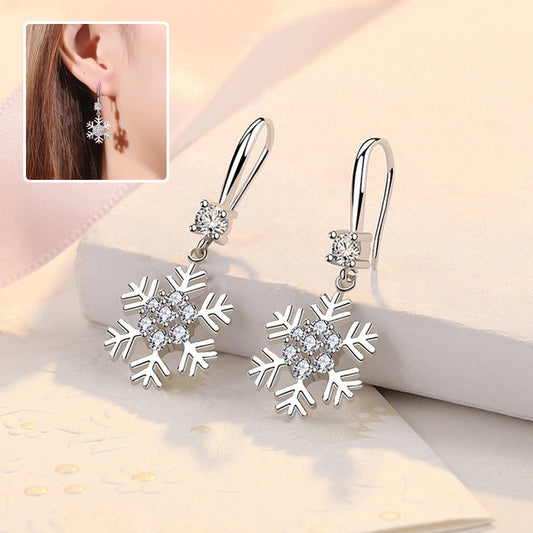 Boucles d'oreilles flocon de neige avec strass, tendance, personnalisées, pour femmes, bijoux de Noël