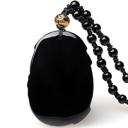 Colgante Pi Xiu de obsidiana natural esmerilada para hombre y mujer