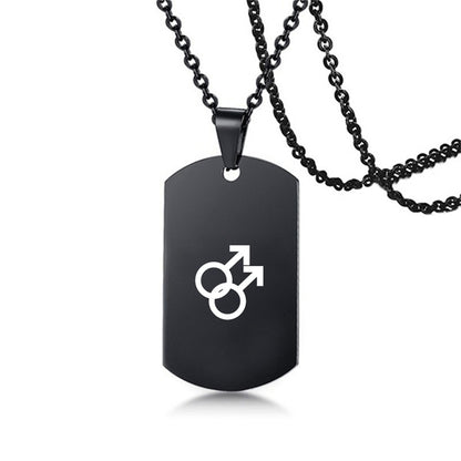Collier en acier inoxydable avec inscription LGBT, symbole de la fierté gay, lesbienne et transgenre, pour hommes et femmes