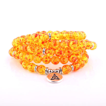 Pallisandro Classico naturel avec 108 perles à pendentif Lotus - LUXARAH