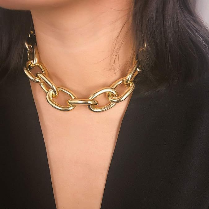 Gargantilla de eslabones cubanos de oro bohemio, cadena, joyería de moda para mujeres y niñas