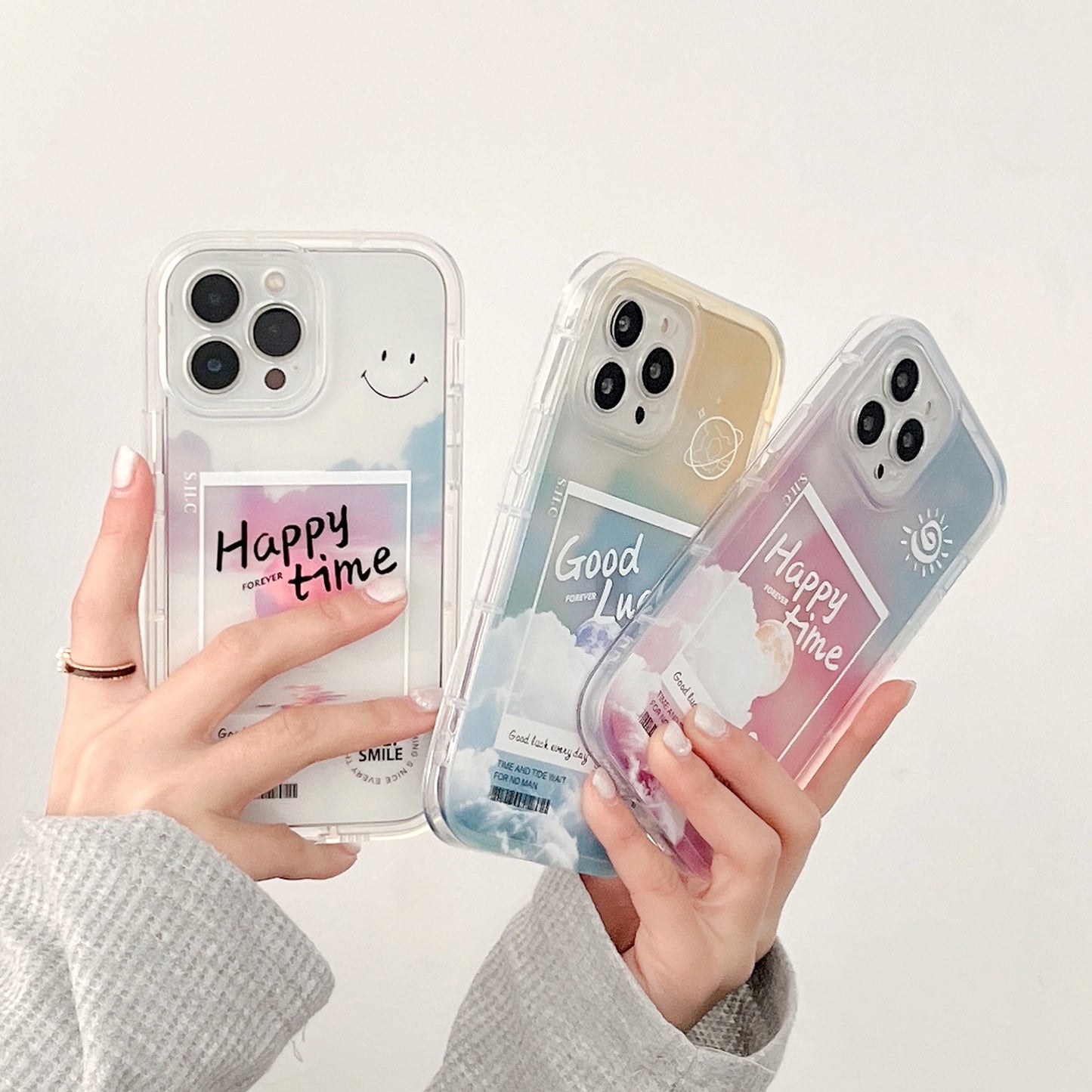 Coque de téléphone portable transparente dégradée avec lettres « Cloud » pour 13, 12, 11 Pro Max