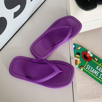 Tongs tendance de couleur unie pour femmes, tongs à semelle souple