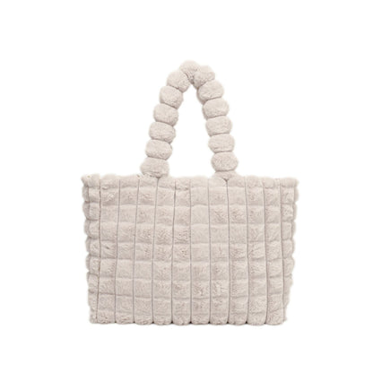 Sacs à main à carreaux, mode hiver, grande capacité, sac de shopping en peluche, style coréen, sacs fourre-tout de luxe personnalisés pour femmes - LUXARAH
