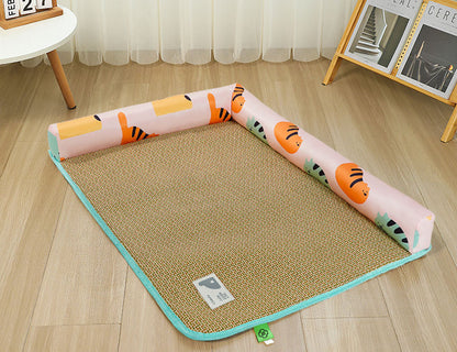 Tapis pour animaux de compagnie en rotin glacé tissé - LUXARAH