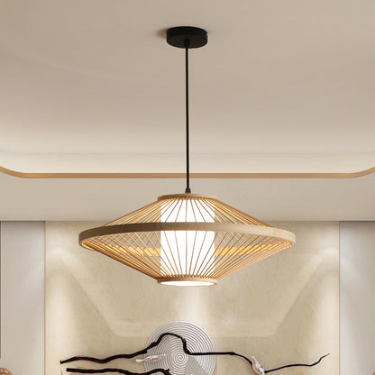 Lustre chinois moderne en bambou, lampe d'art pour restaurant