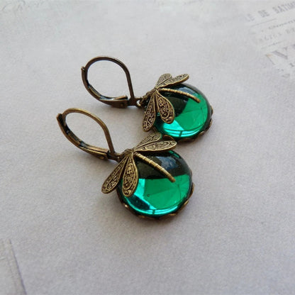 Boucles d'oreilles pendantes en forme de libellule vintage pour femme, bijou tendance, style bohème, chakra, pierre de lune bleue, bijou ethnique de mariage