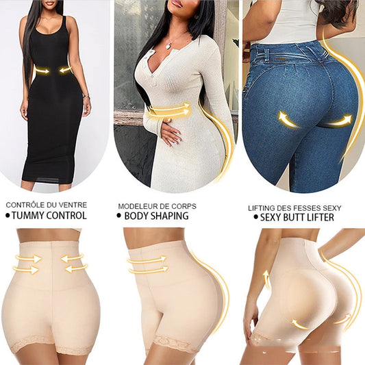 Pantalon moulant taille haute en dentelle avec coussin en éponge