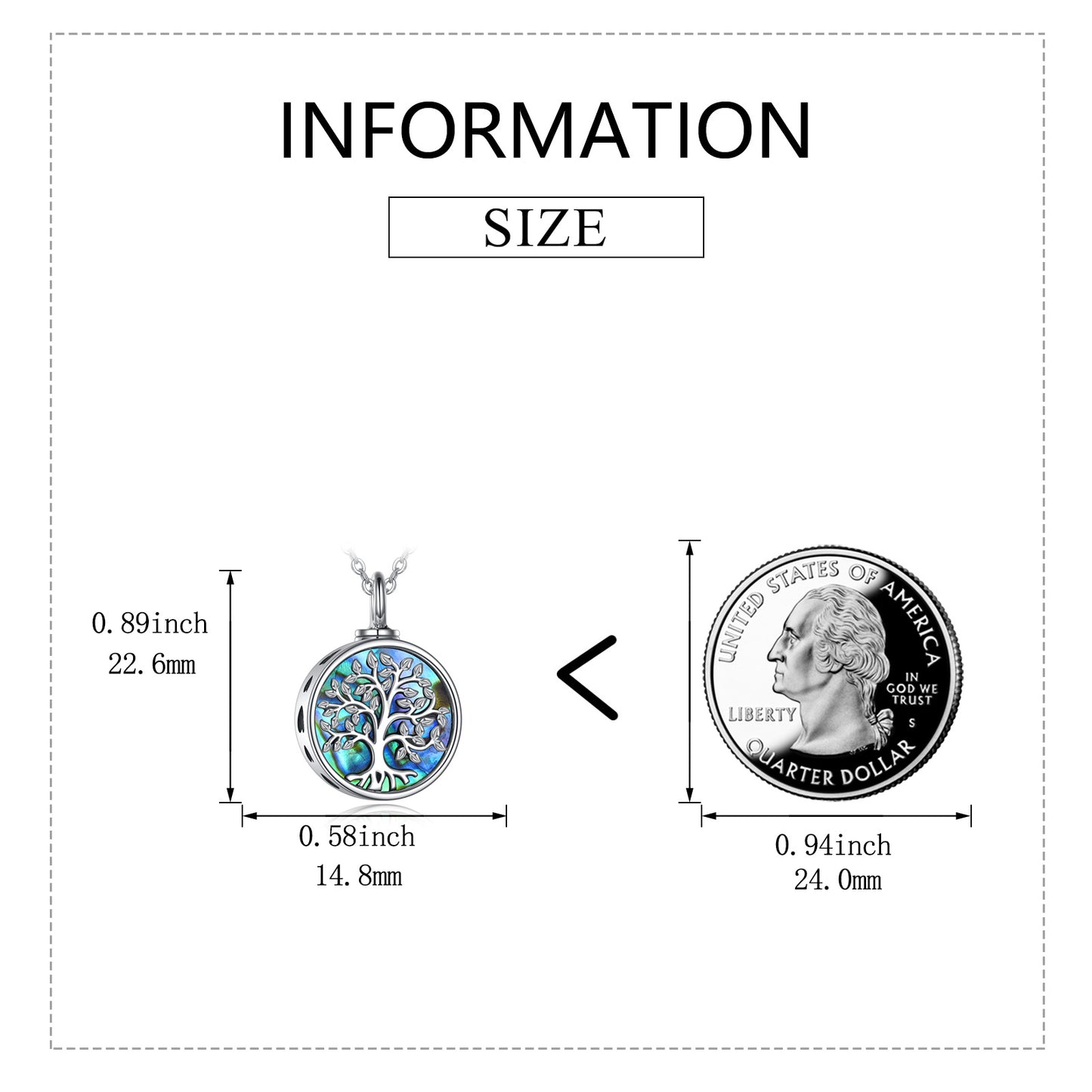 Collares de urna de cremación de plata con motivo del árbol de la vida para cenizas.