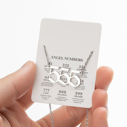 Collier pendentif numérique porte-bonheur pour femme, style ange, tendance, en acier inoxydable 000-999, style vintage