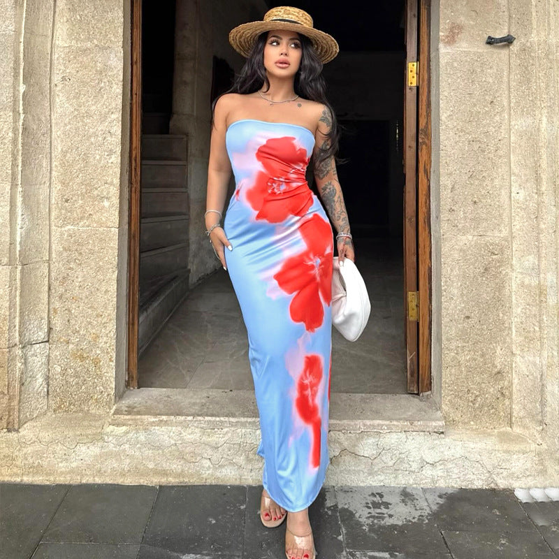 Robe longue fendue et moulante pour femme, tenue d'été sexy, idéale pour les fêtes ou la plage