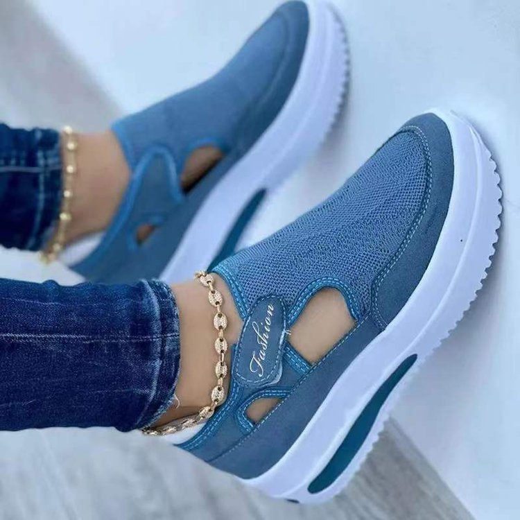 Baskets d'été pour femmes, nouvelles chaussures décontractées à semelle compensée basse, respirantes, antidérapantes, confortables, chaussures de sport en maille, style tendance - LUXARAH