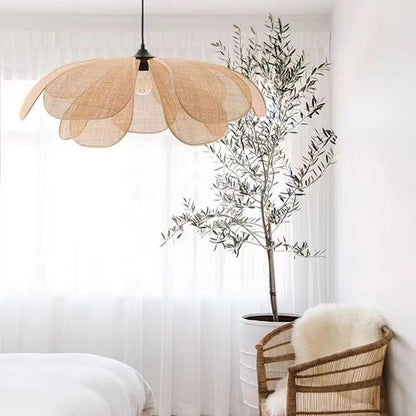 Lustre créatif fait main en pétales de rotin - LUXARAH