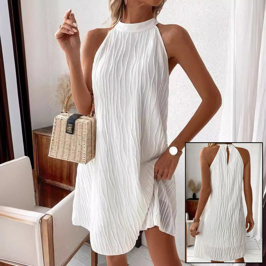 Robes tendance, couleur pure, dos nu, col licou - LUXARAH
