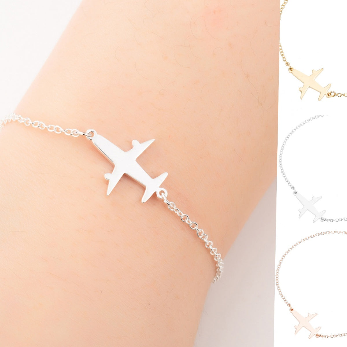 Bracelets en acier inoxydable avec pendentif en forme d'avion, chaîne à breloques tendance, bijoux pour femmes, cadeaux de fête