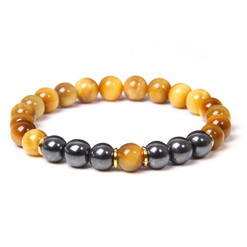 Bracelet en pierre biliaire noire œil de tigre, énergie et fitness, cadeau pour homme - LUXARAH