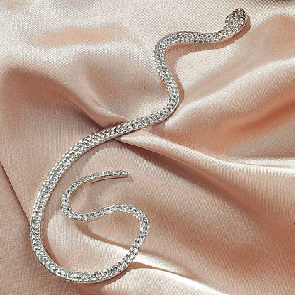 Boucles d'oreilles vintage en zircone, sans trou, en forme de serpent, pour femmes, faux cartilage exagéré, bijoux tendance, cadeaux