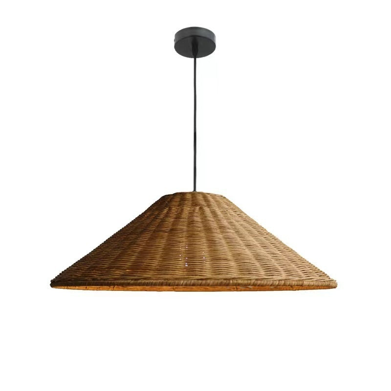Suspension vintage en rotin tressé et bambou de style Wabi Sabi - LUXARAH