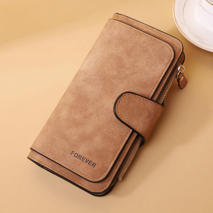 Portefeuille long à trois volets pour femme, nouvelle collection, sac tendance, porte-monnaie multi-cartes, tissu bicolore givré