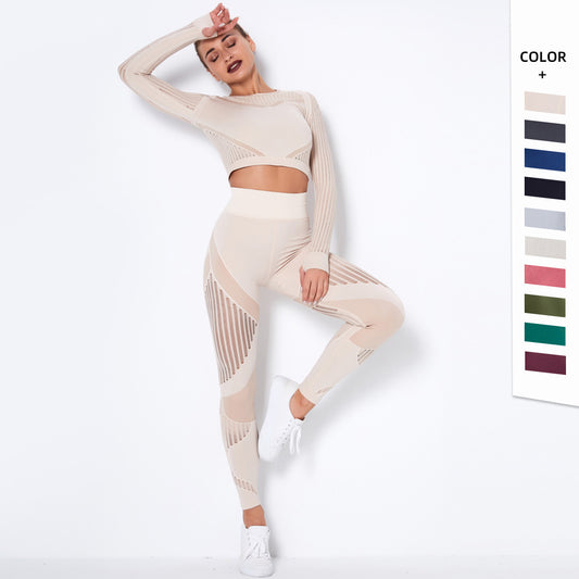 Combinaison de yoga absorbante tricotée sans coutures à manches longues