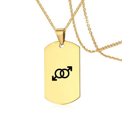 Collier en acier inoxydable avec inscription LGBT, symbole de la fierté gay, lesbienne et transgenre, pour hommes et femmes