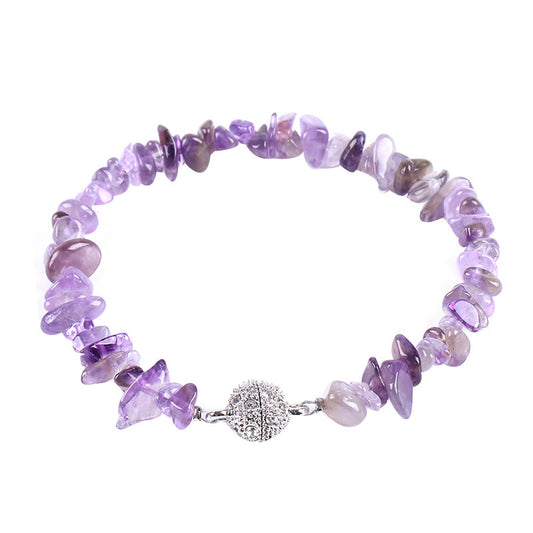 Bracelet en gravier naturel pour femme, aimanté, boucle boule en zircon, énergie irrégulière, pierre semi-précieuse