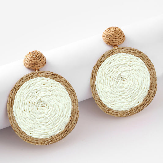 Boucles d'oreilles bohèmes tissées à la main en rotin synthétique - LUXARAH