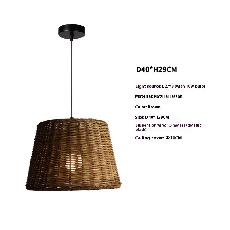 Suspension vintage en rotin tressé et bambou de style Wabi Sabi - LUXARAH