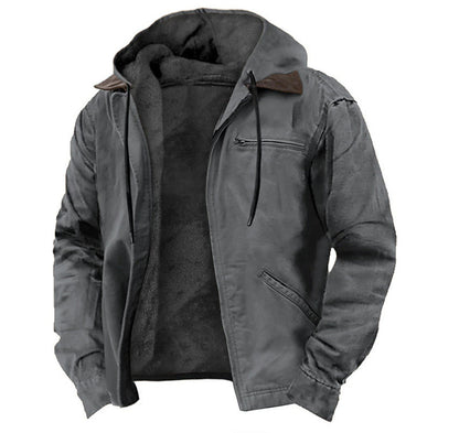 Manteau d'hiver à capuche avec poches, veste polaire chaude zippée, vêtements d'extérieur décontractés pour hommes