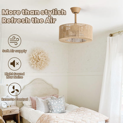 Lampe éventail en rotin tissé, style rétro pour salon, restaurant, chambre à coucher