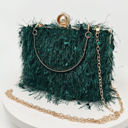 Sacs à main à pompon pour femmes, sac de soirée, sac de soirée, sac carré de luxe, sac à bandoulière pour dames - LUXARAH