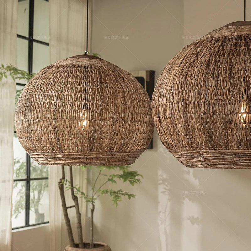 Lustre de salle à manger de style japonais en rotin - LUXARAH