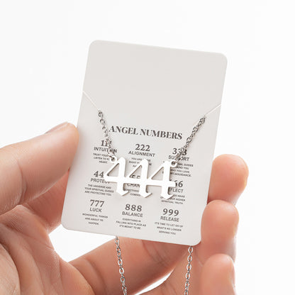 Collier pendentif numérique porte-bonheur pour femme, style ange, tendance, en acier inoxydable 000-999, style vintage
