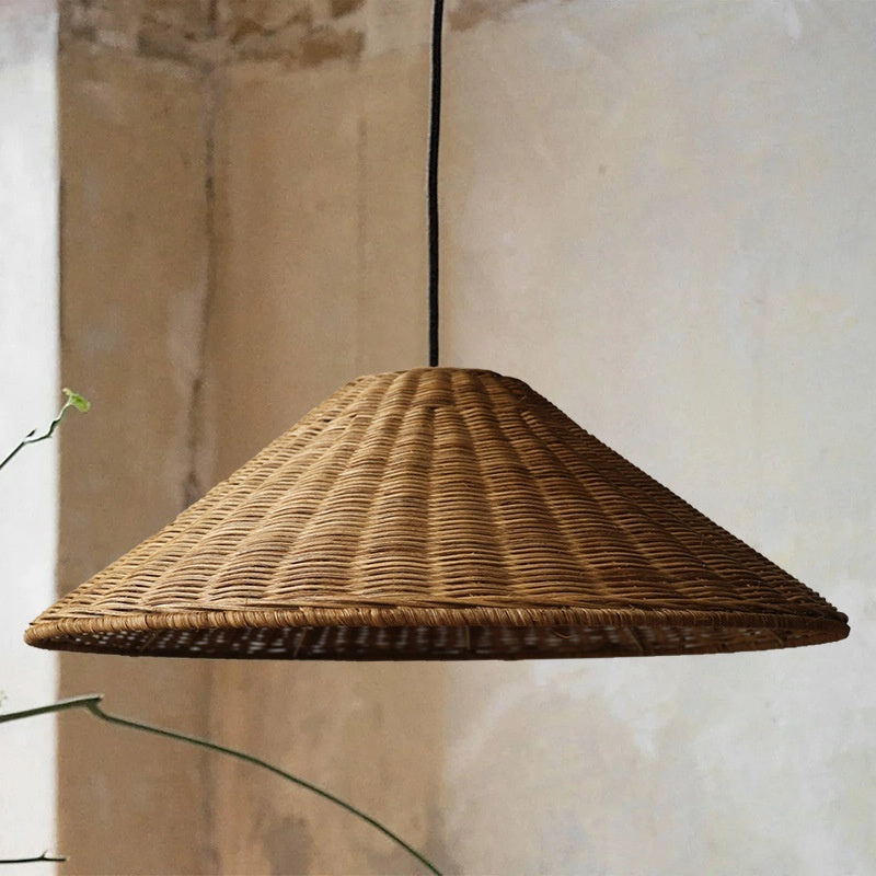 Suspension vintage en rotin tressé et bambou de style Wabi Sabi - LUXARAH