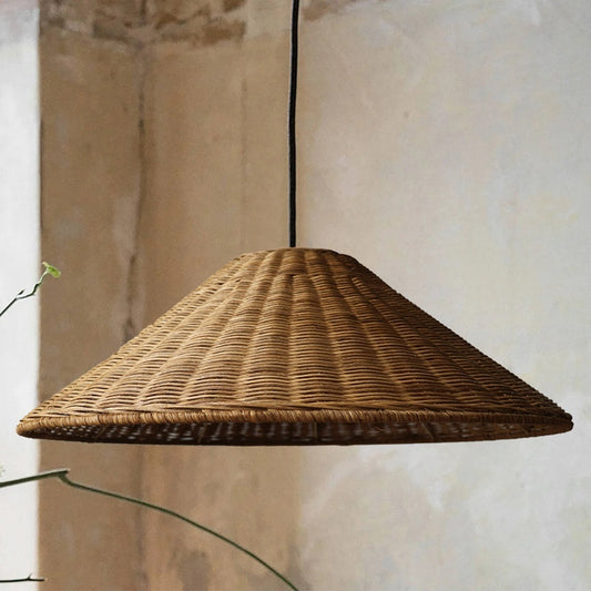 Suspension vintage en rotin tressé et bambou de style Wabi Sabi - LUXARAH