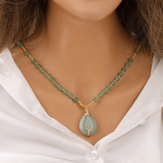 Colliers pour hommes et femmes avec pendentif en pierre et cordon élastique, style plage et bord de mer - LUXARAH