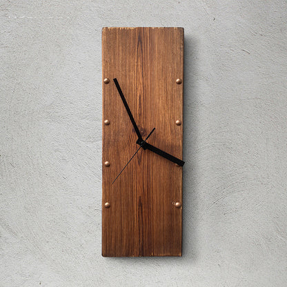 Horloge murale rectangulaire vintage en bois massif Art déco