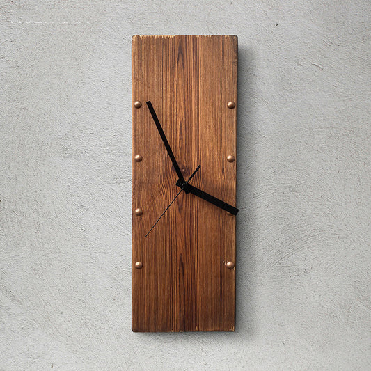 Horloge murale rectangulaire vintage en bois massif Art déco