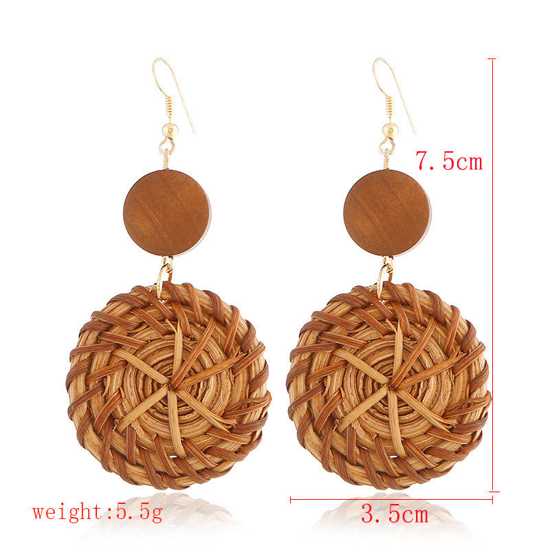 Boucles d'oreilles en bambou et rotin tissés à la main, boucles d'oreilles tribales en rotin - LUXARAH