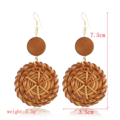 Boucles d'oreilles en bambou et rotin tissés à la main, boucles d'oreilles tribales en rotin - LUXARAH