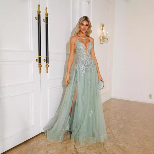 Robe de soirée longue à bretelles - LUXARAH