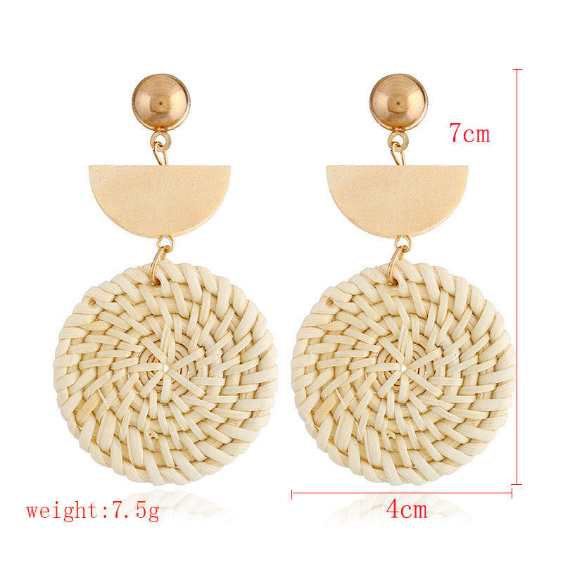 Boucles d'oreilles en bambou et rotin tissés à la main, boucles d'oreilles tribales en rotin - LUXARAH