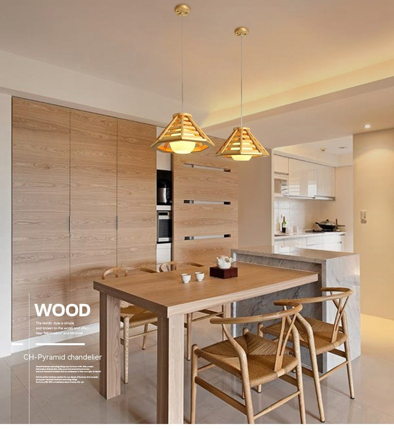 Plafonnier, LED moderne, minimaliste en bambou tissé et bois pour restaurant, bar, hôtel, auberge, balcon - LUXARAH