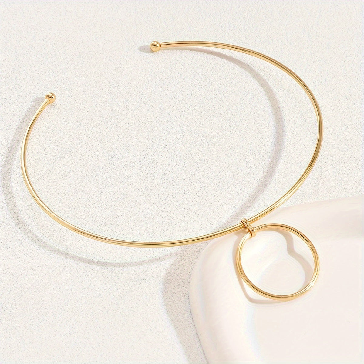 Collier ras du cou pour femme, grand cercle, pendentif géométrique en métal, colliers plastrons